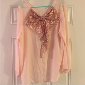 Pink bow back top